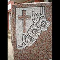 Stone Monument Carving- Cross and Roses